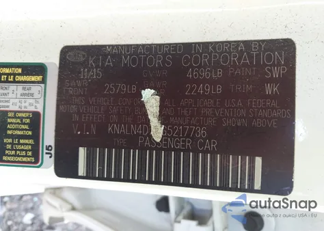 2016 Kia Cadenza Premium z USA, uszkodzony, nr VIN KNALN4D74G5217736